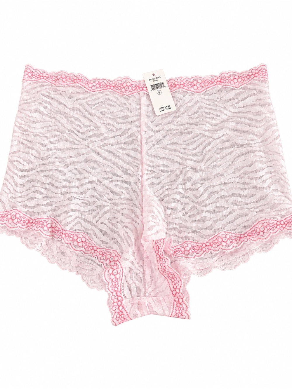 aerie Pink Lace Zebra-Print Boyshort Panty